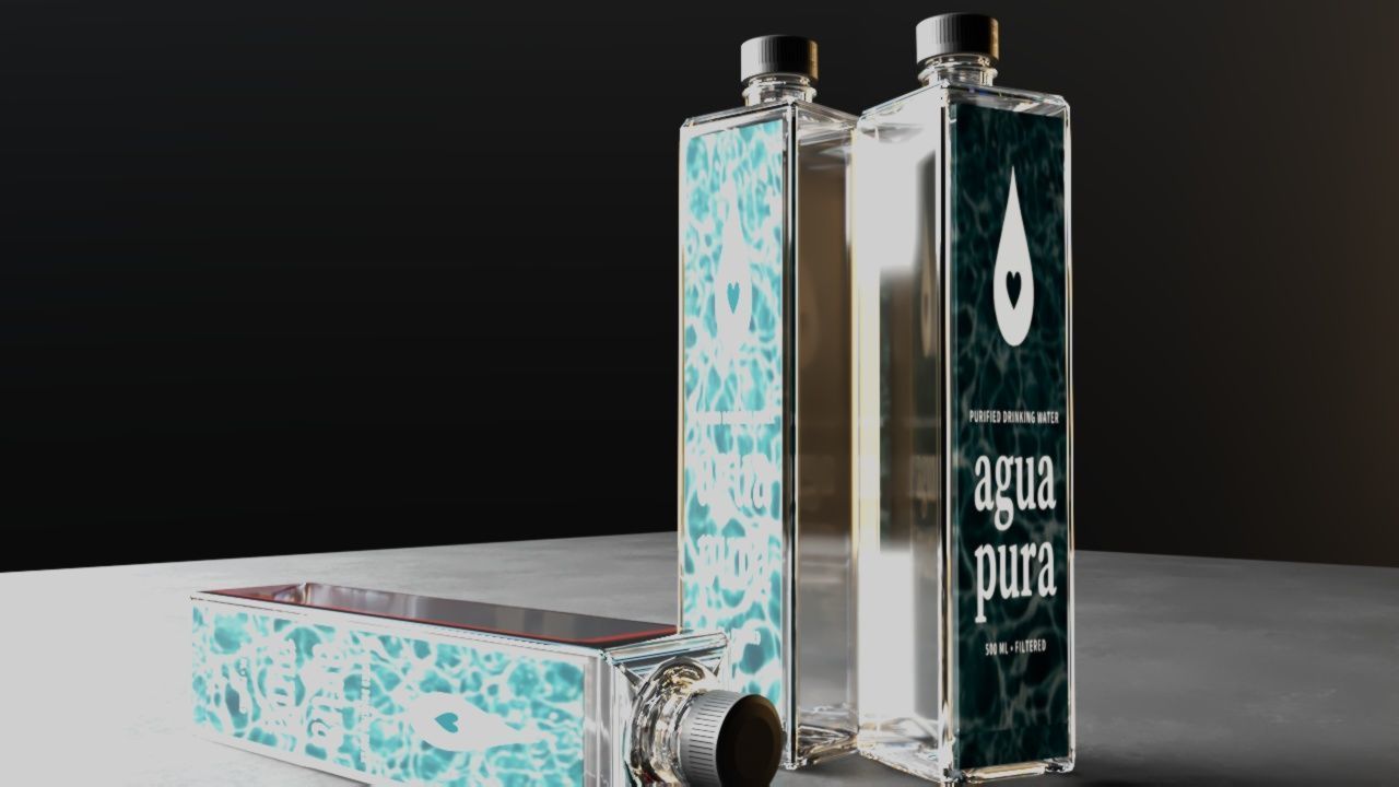 water bottle Low-poly 3D model_1