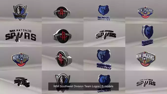 NBA Southwest Division Team Logos 3D Model Collection