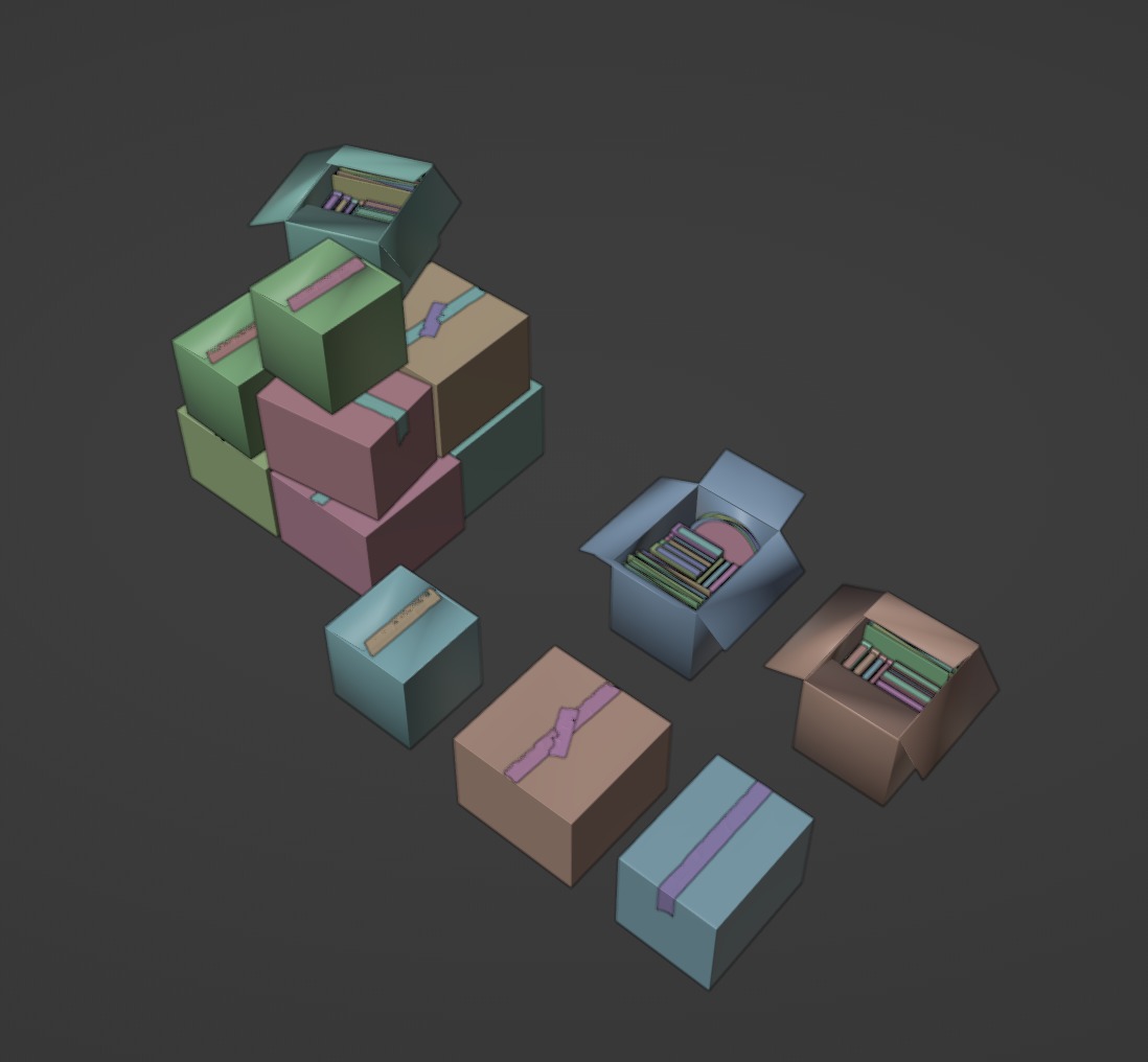 Cardboard Boxes Pile Collection 3D model_9