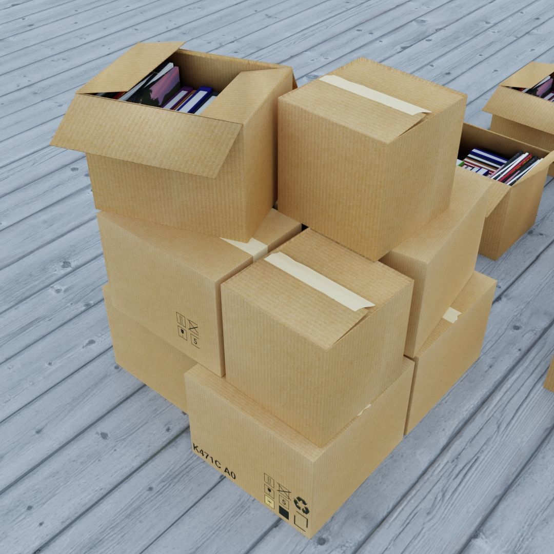 Cardboard Boxes Pile Collection 3D model_4