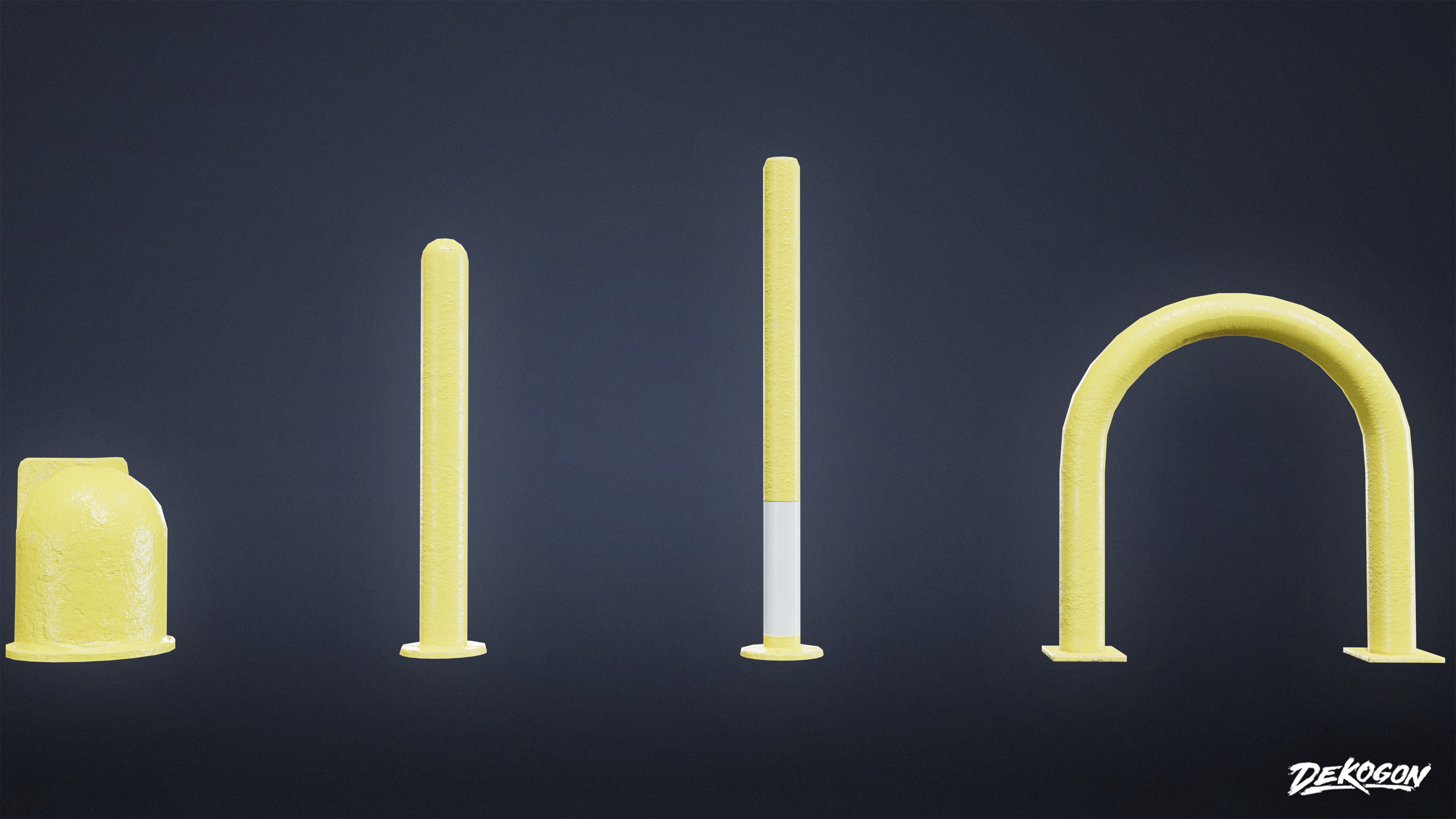 SHOPPING AND GROCERY - Bollards 01 - LOW POLY Low-poly 3D model_1