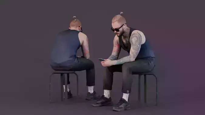 Digital Connection - Tattooed Man on a Break 3D model