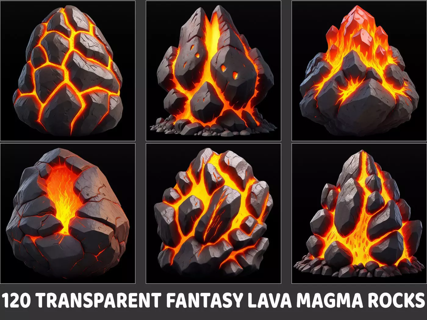 120 Fantasy Lava Magma Stone Rocks Game Asset Texture_0