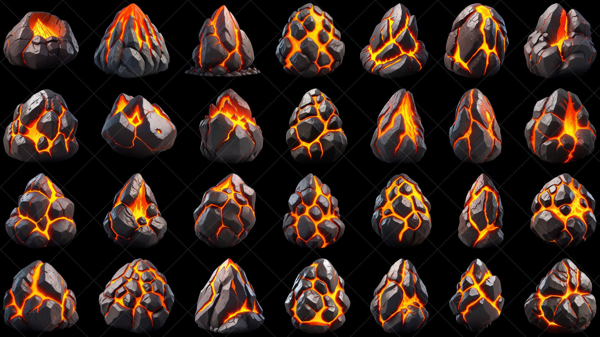 120 Fantasy Lava Magma Stone Rocks Game Asset Texture_4