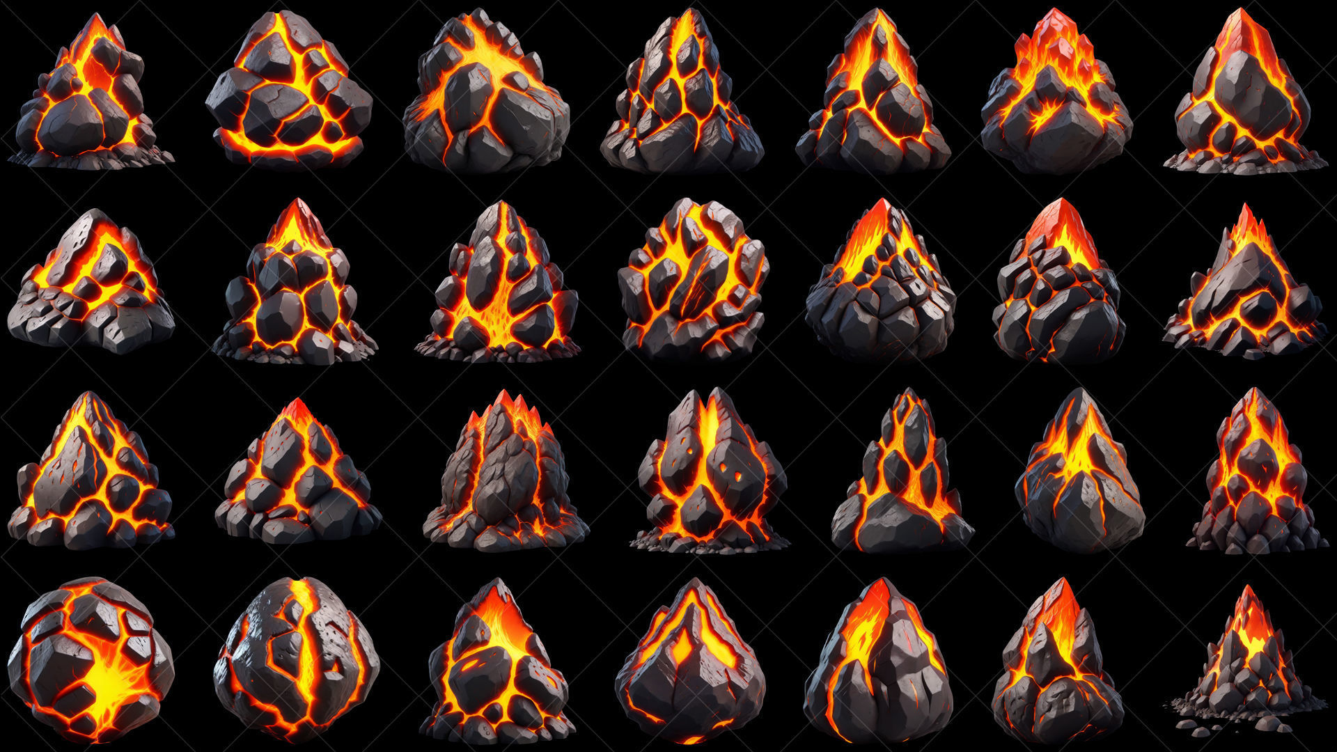 120 Fantasy Lava Magma Stone Rocks Game Asset Texture_3