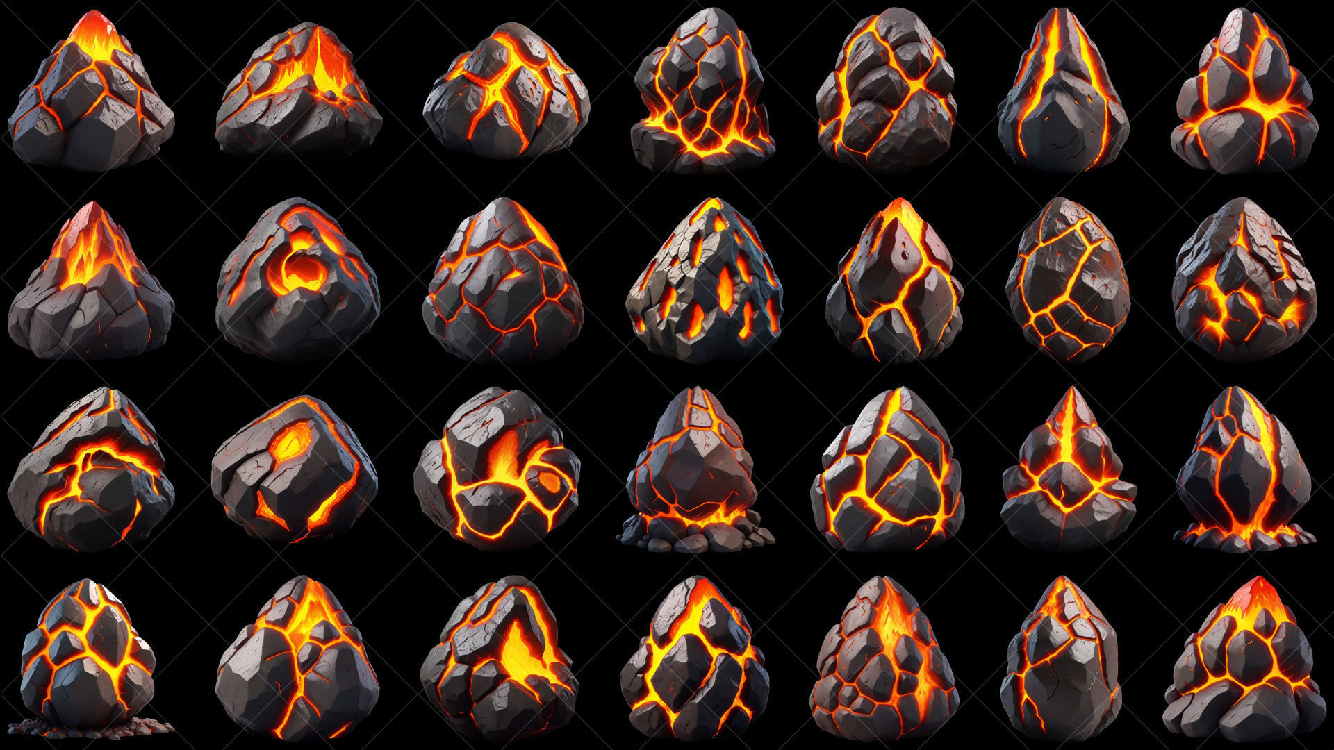 120 Fantasy Lava Magma Stone Rocks Game Asset Texture_1