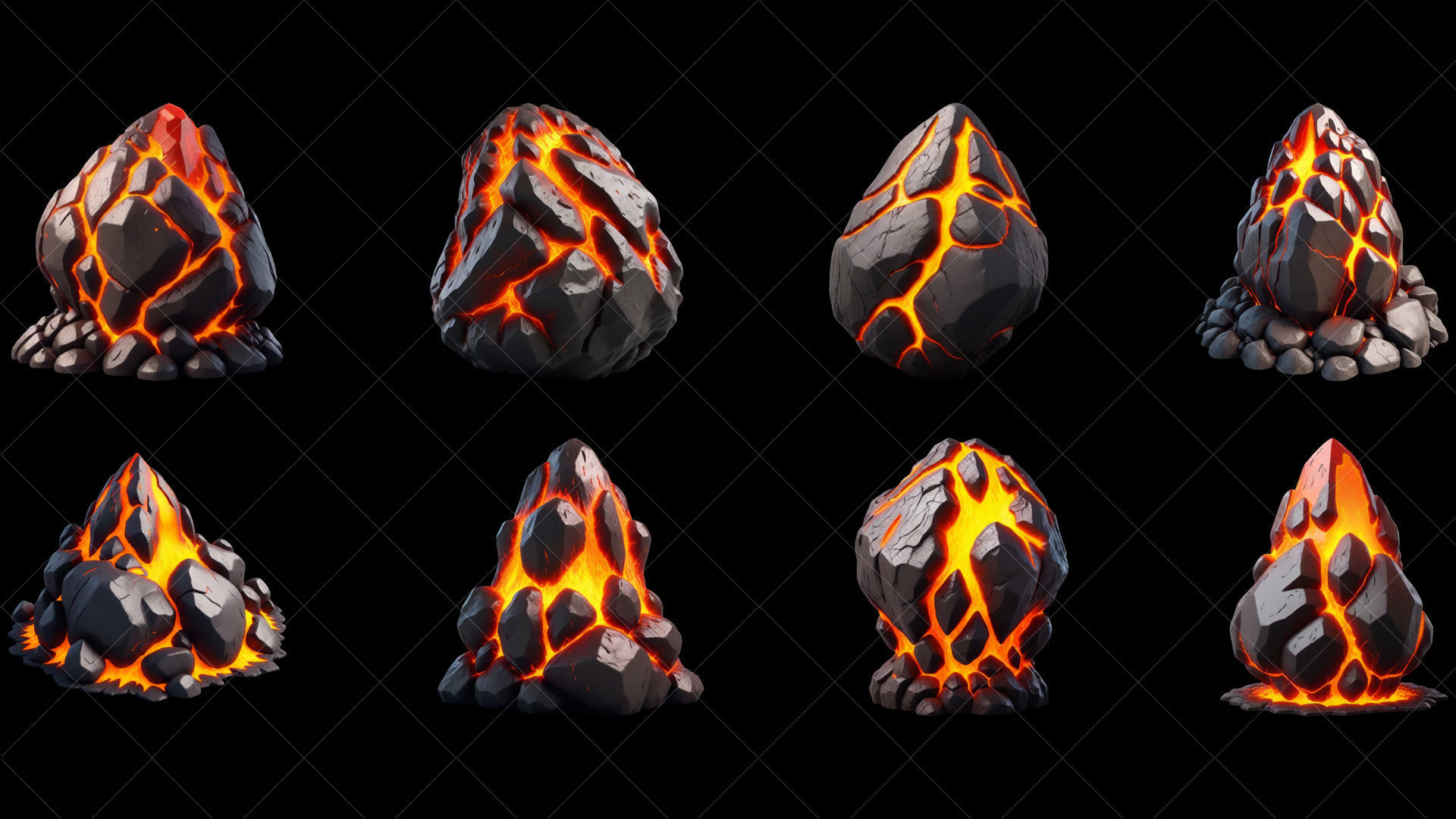 120 Fantasy Lava Magma Stone Rocks Game Asset Texture_5