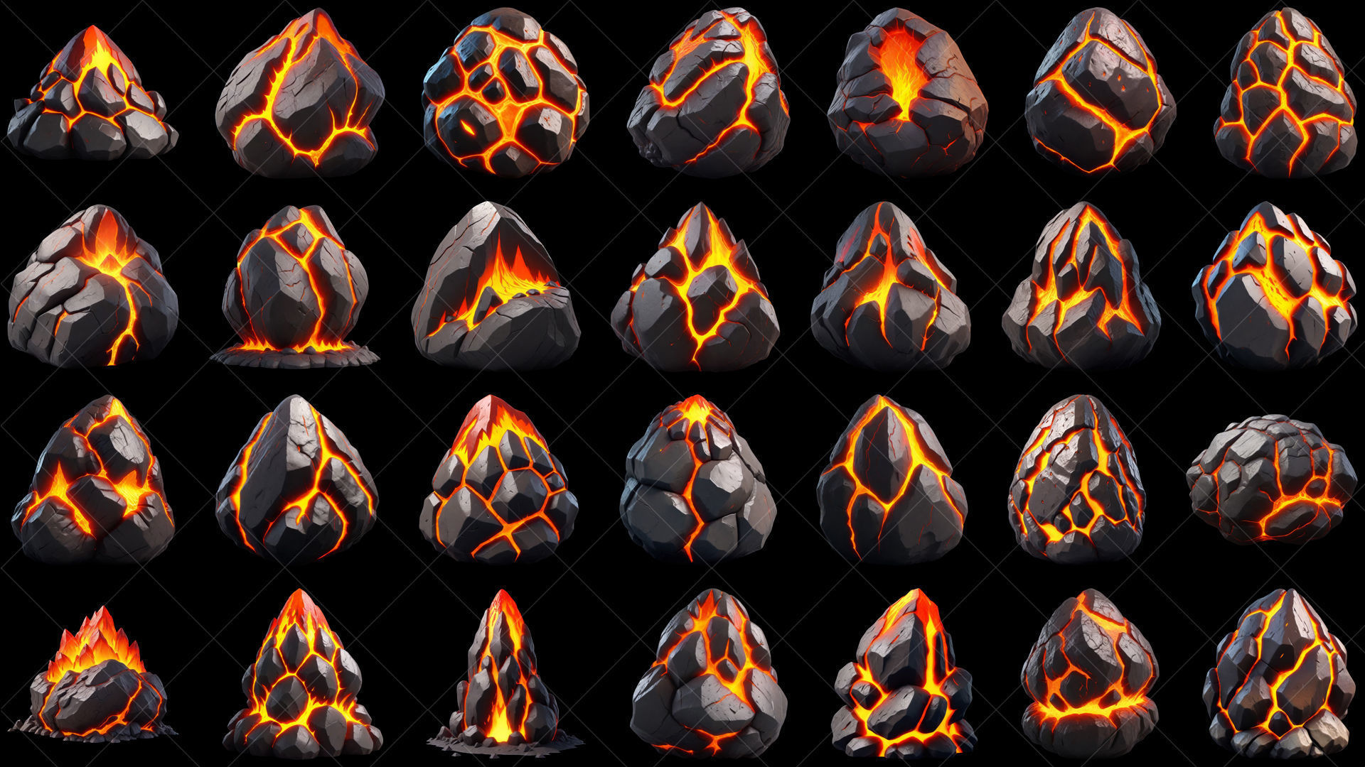 120 Fantasy Lava Magma Stone Rocks Game Asset Texture_2