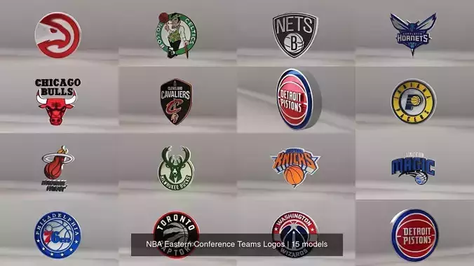 NBA Eastern Conference Teams Logos 3D Model Collection