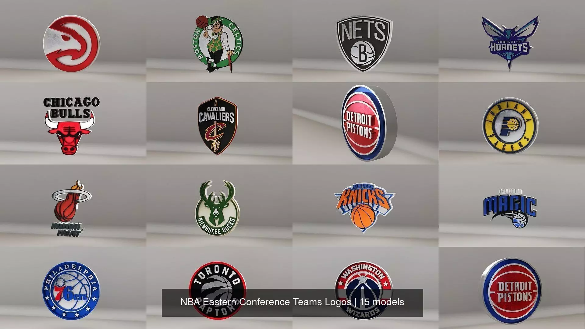 NBA Eastern Conference Teams Logos 3D Model Collection_0