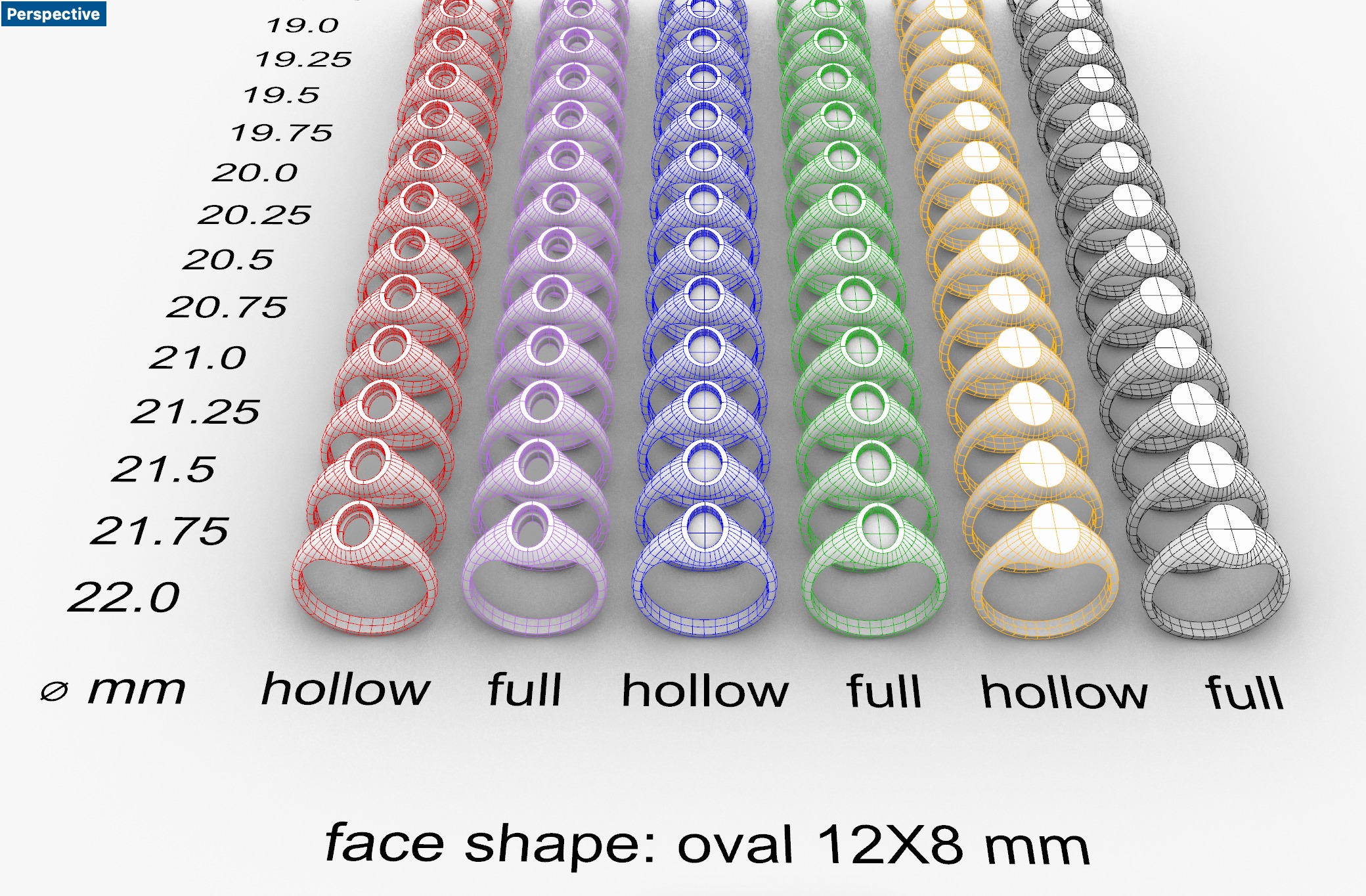 Oval 12x8 mm Signet Rings 174 items 3D print model 3D print model_2