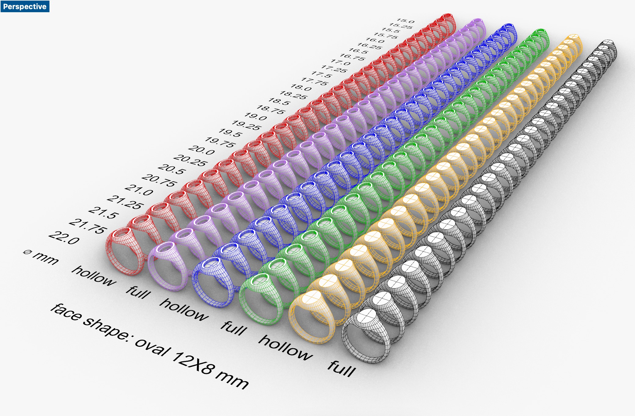 Oval 12x8 mm Signet Rings 174 items 3D print model 3D print model_1