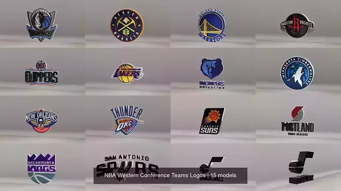 NBA Western Conference Teams Logos 3D Model Collection