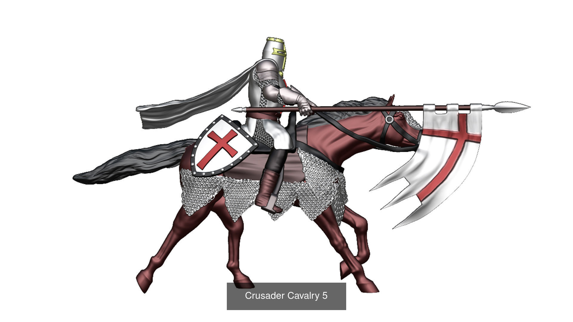 Crusader Cavalry 6 models first set 3D Model Collection_11