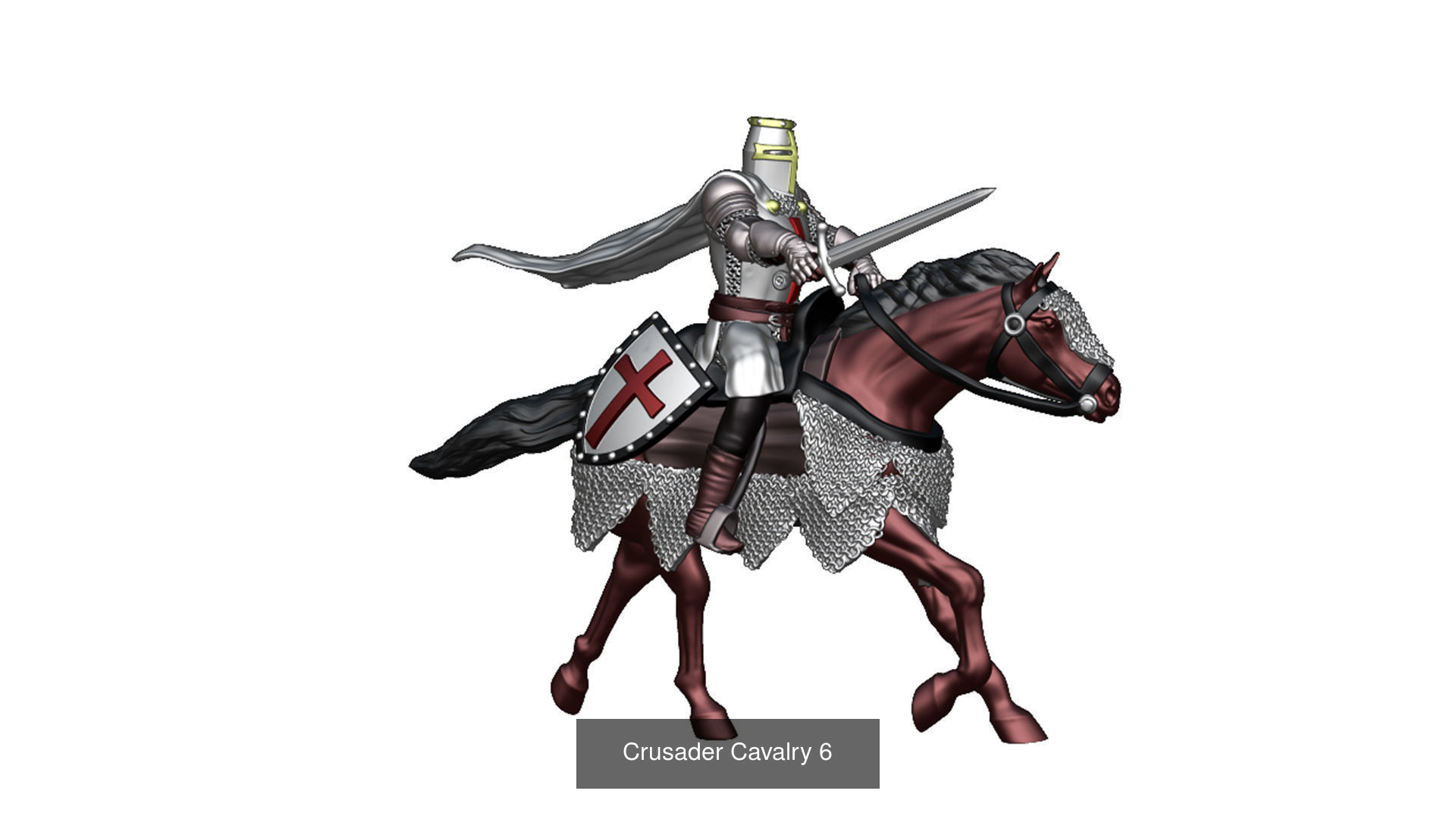 Crusader Cavalry 6 models first set 3D Model Collection_12