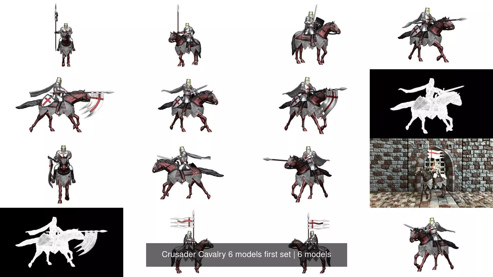 Crusader Cavalry 6 models first set 3D Model Collection_0