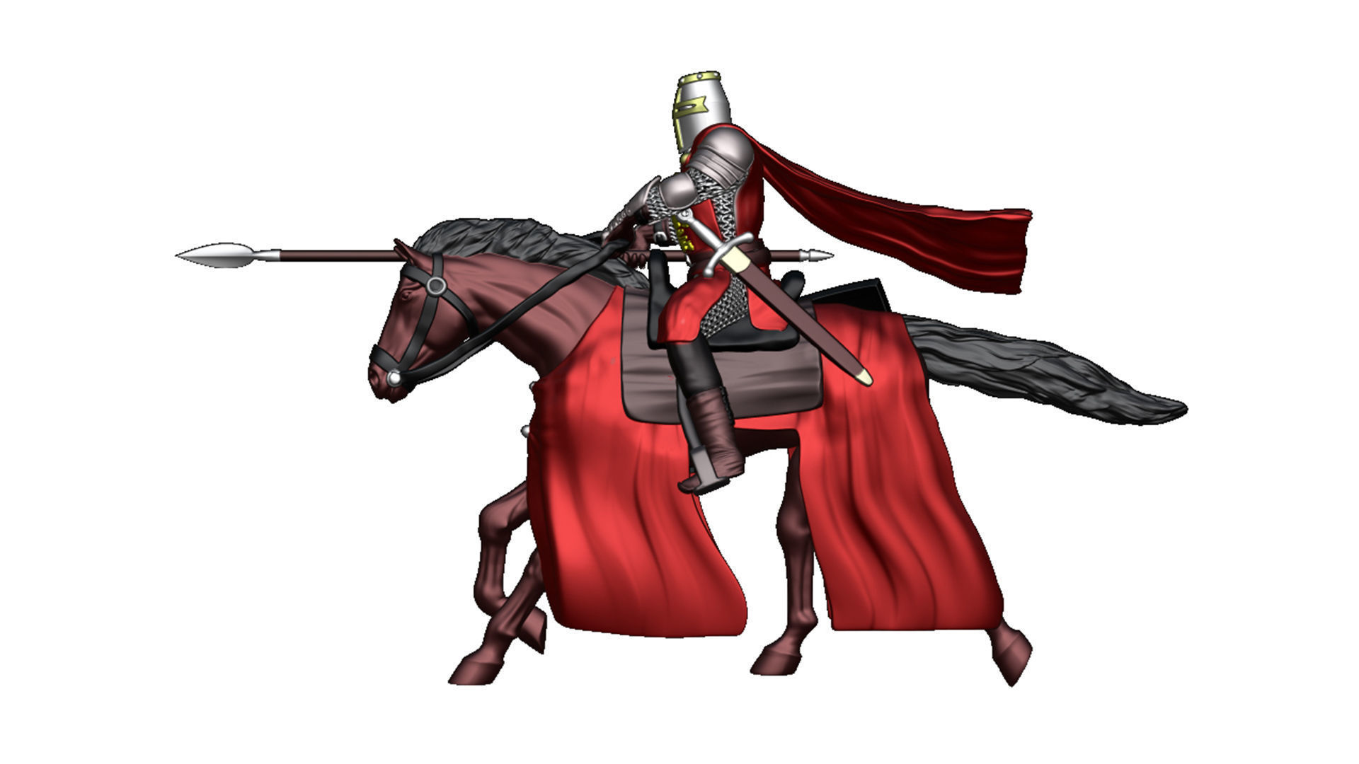 English Crusader Cavalry 4 3D print model_4
