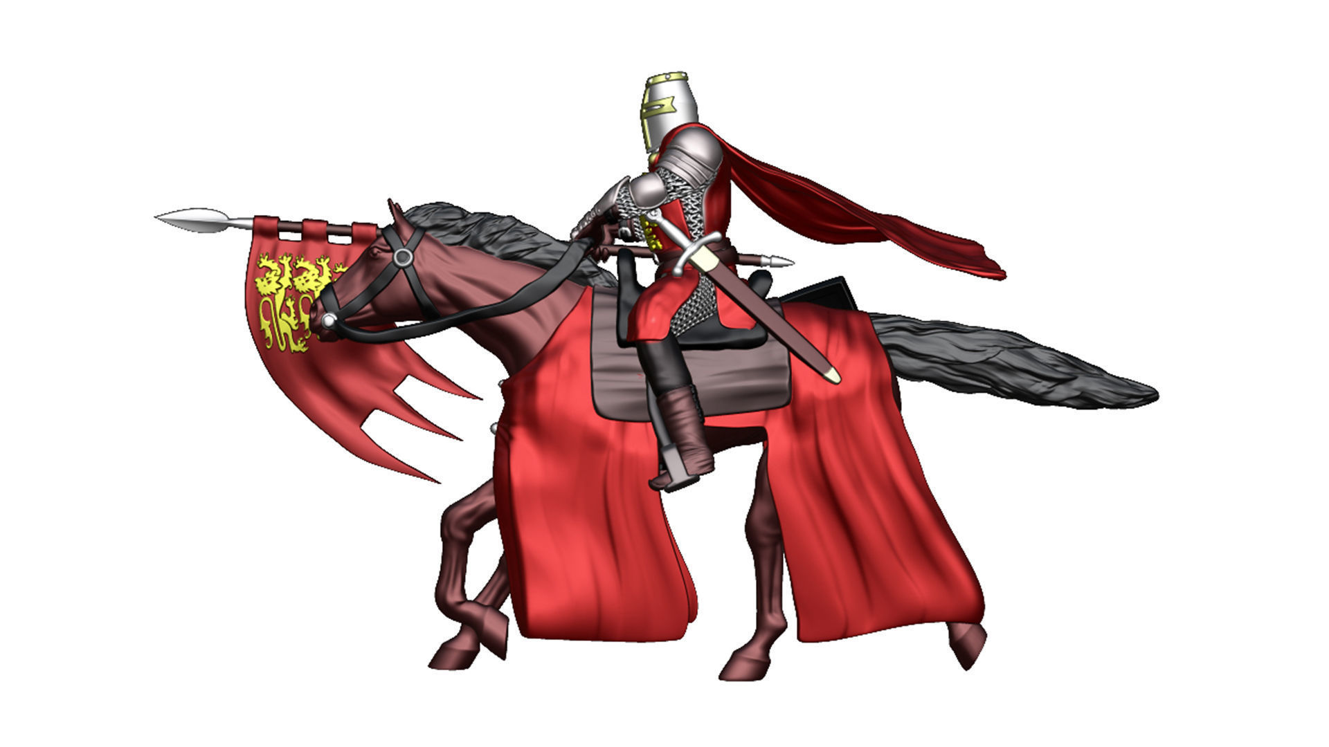 English Crusader Cavalry 5 3D print model_4