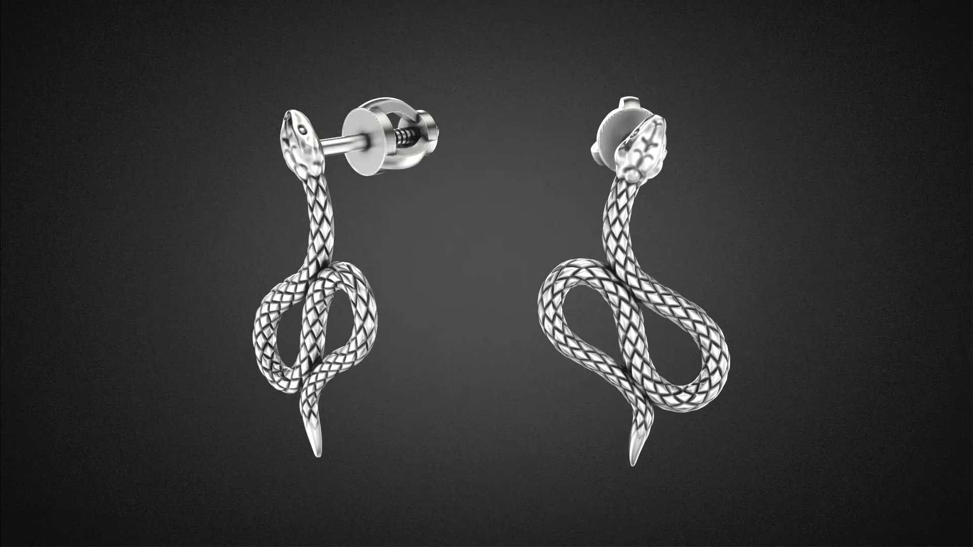 High jewelry Snake earring studs 2025 E22 3D print model