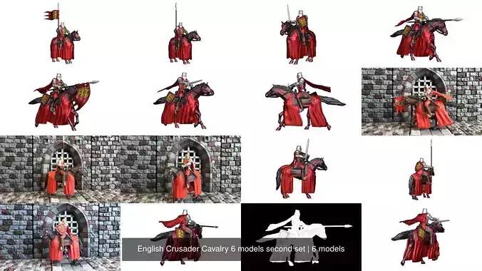 English Crusader Cavalry 6 models second set 3D Model Collection English Crusader Cavalry 6 models second set 3D Model Collection