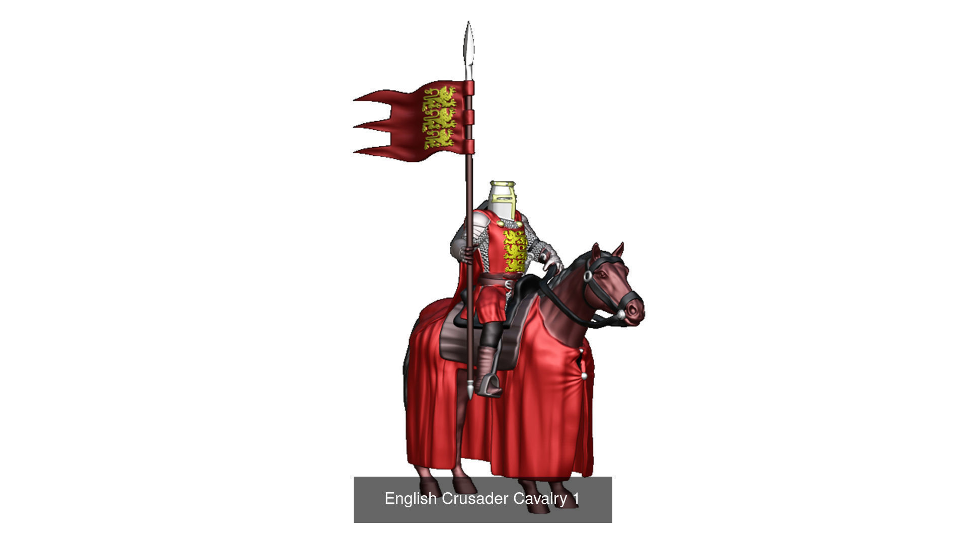 English Crusader Cavalry 6 models second set 3D Model Collection_7