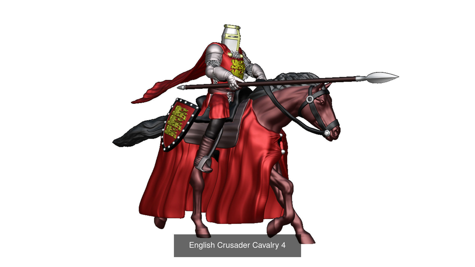 English Crusader Cavalry 6 models second set 3D Model Collection_10