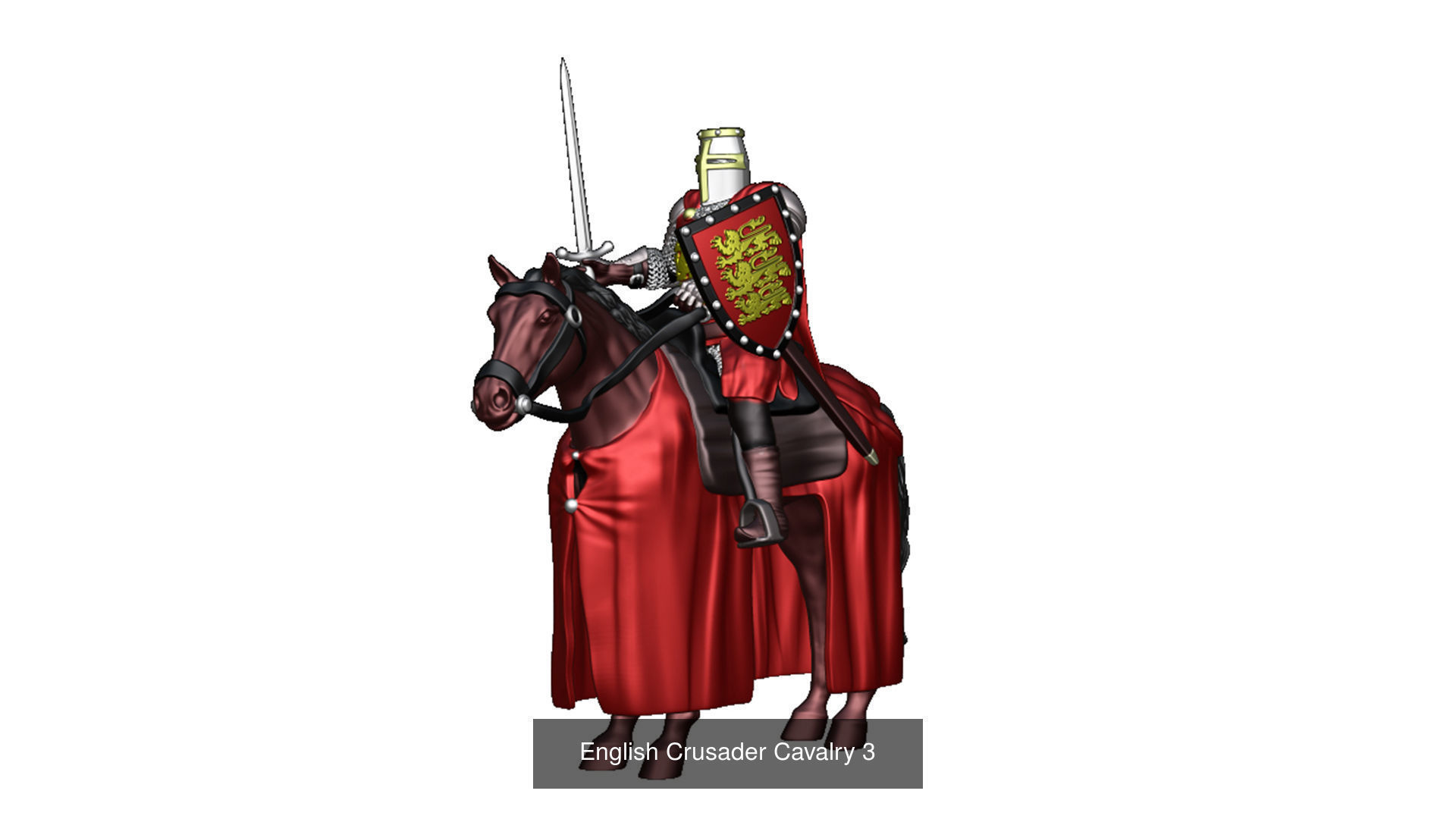 English Crusader Cavalry 6 models second set 3D Model Collection_9