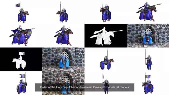 Order of the Holy Sepulcher of Jerusalem Cavalry 6 models 3D Model Collection