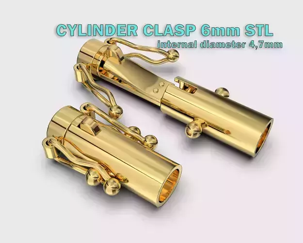 Jewelry CYLINDER CLASP 6mm STL ready for Print