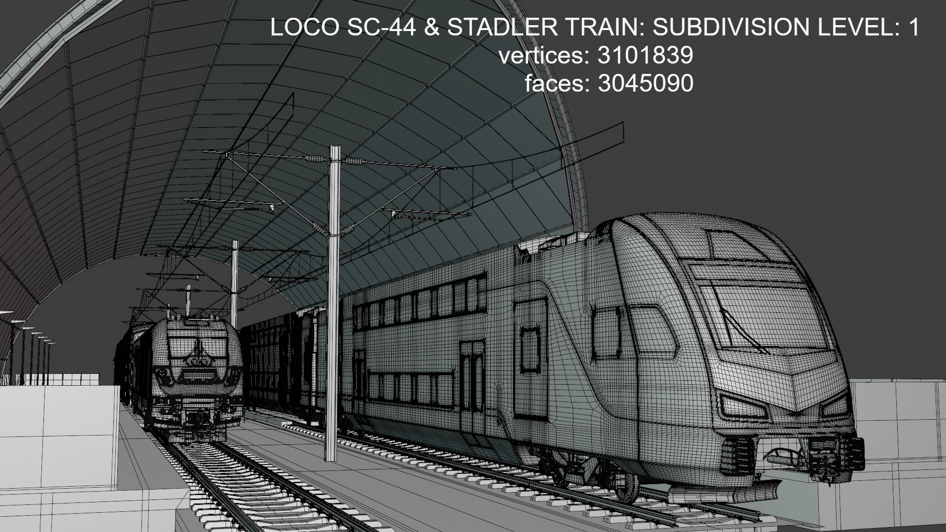 Stations with doubledeck trains 3D Model Collection_5