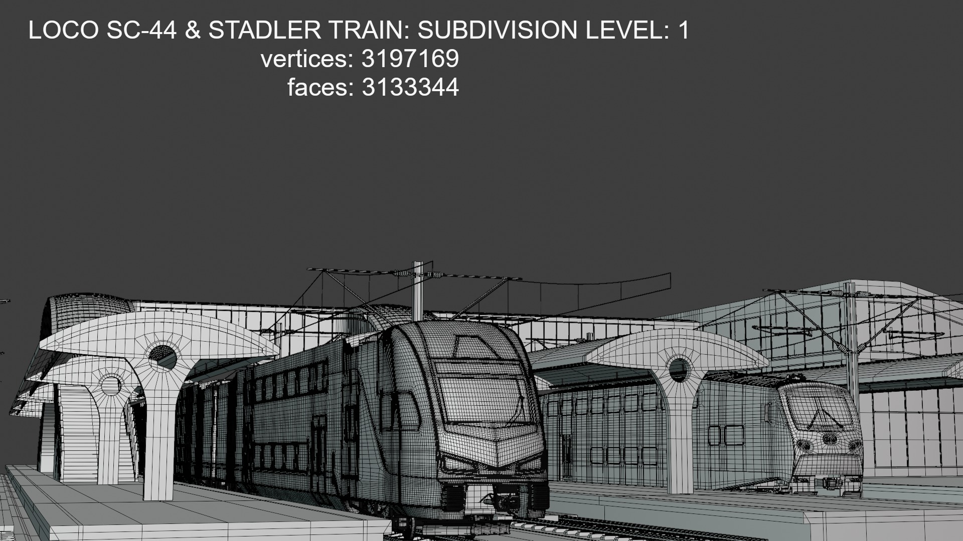 Stations with doubledeck trains 3D Model Collection_11