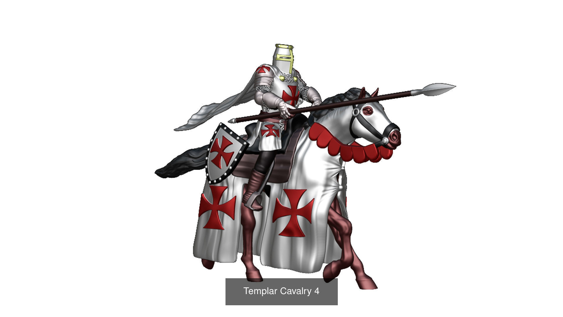 Templar Cavalry 6 models fourth set 3D Model Collection_10
