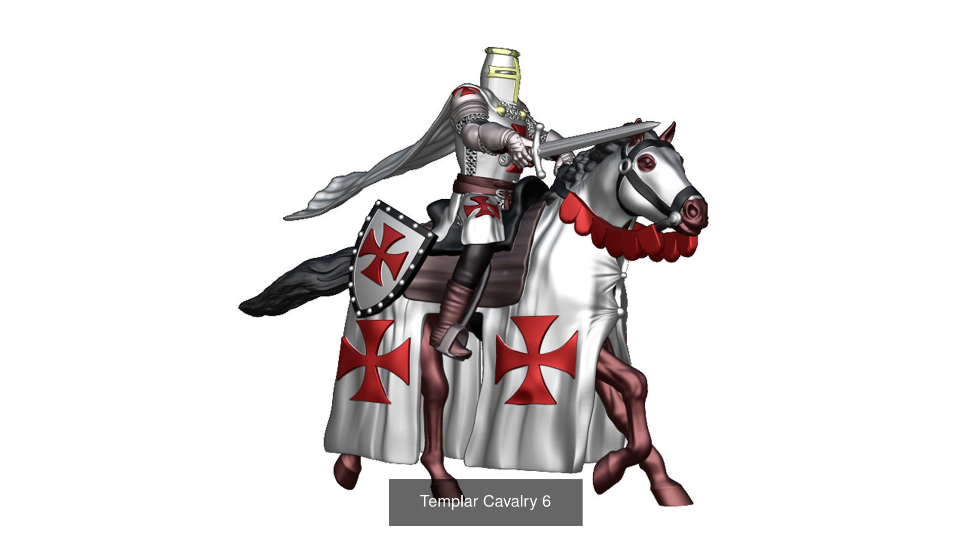Templar Cavalry 6 models fourth set 3D Model Collection_12