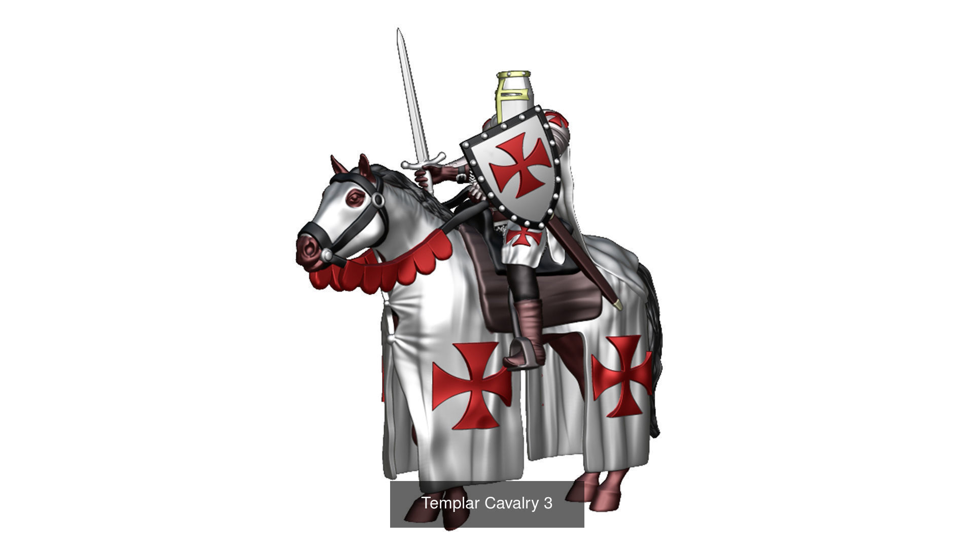 Templar Cavalry 6 models fourth set 3D Model Collection_9