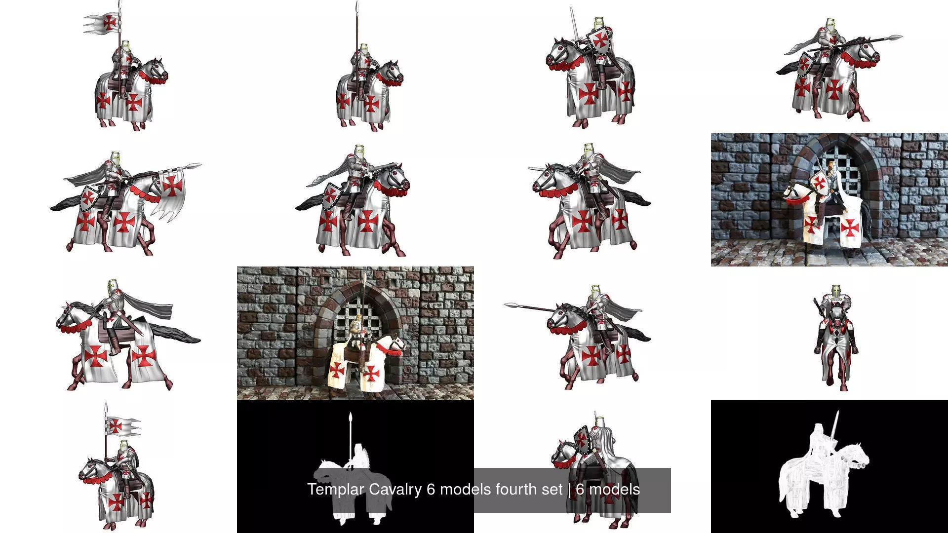 Templar Cavalry 6 models fourth set 3D Model Collection_0