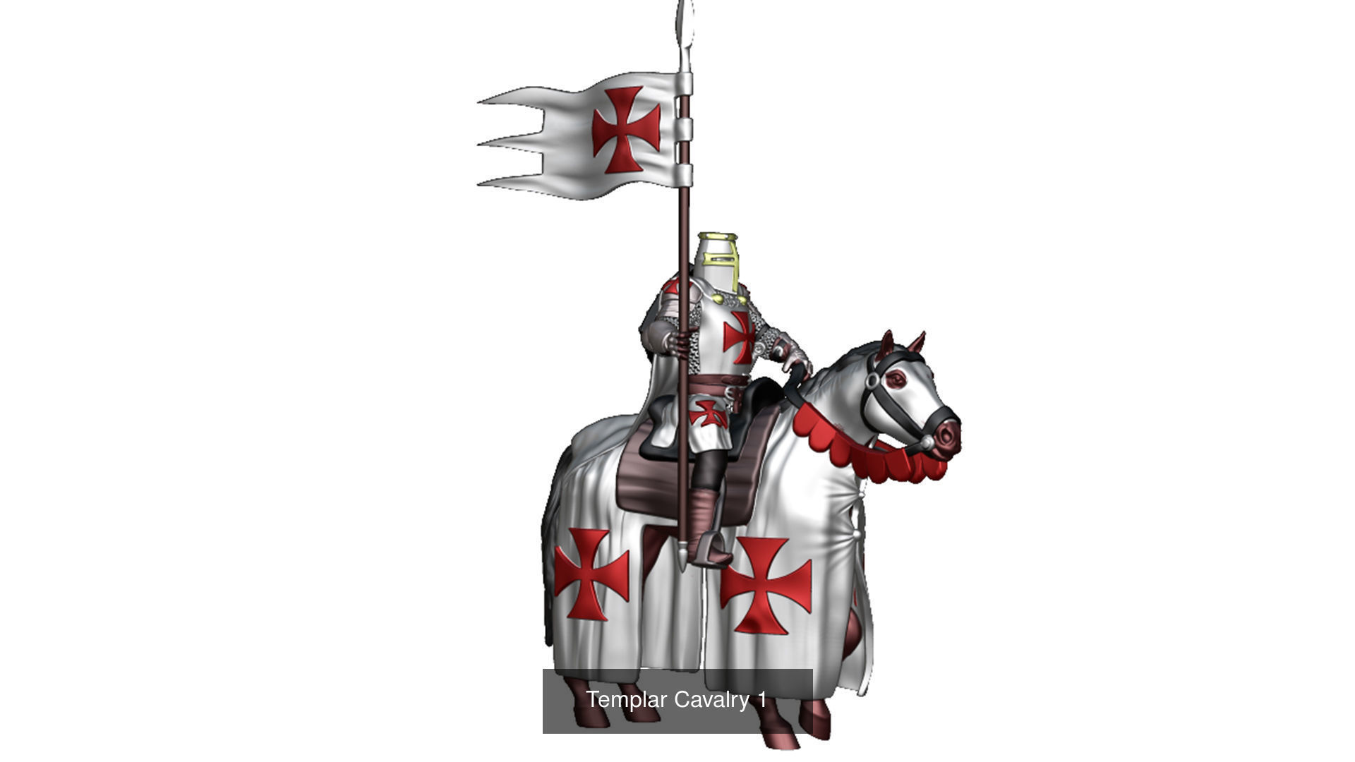 Templar Cavalry 6 models fourth set 3D Model Collection_7
