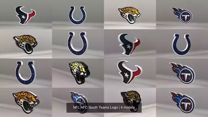 NFL AFC South Teams Logo 3D Model Collection