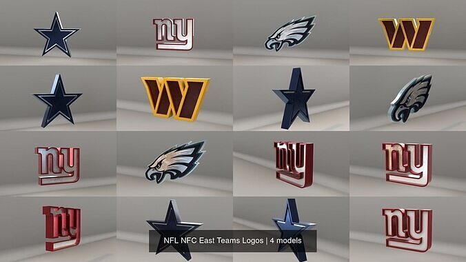 NFL NFC East Teams Logos 3D Model Collection