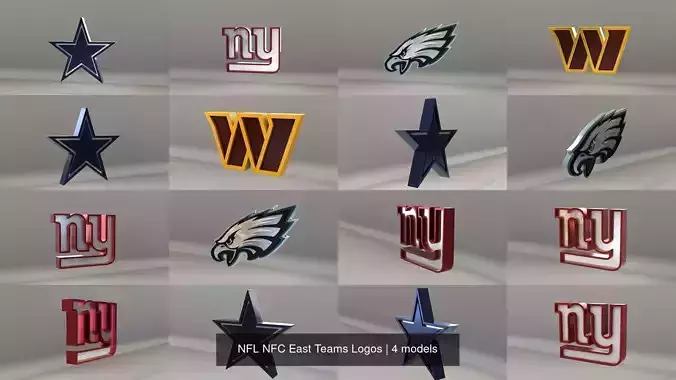 NFL NFC East Teams Logos 3D Model Collection