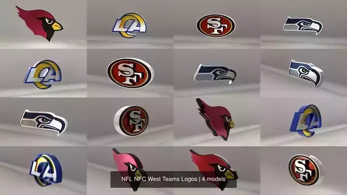 NFL NFC West Teams Logos 3D Model Collection