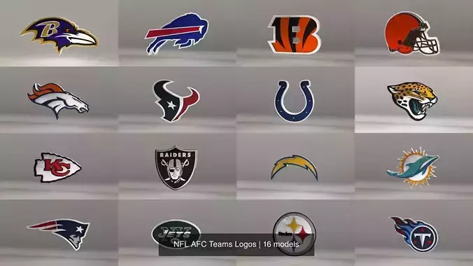 NFL AFC Teams Logos 3D Model Collection