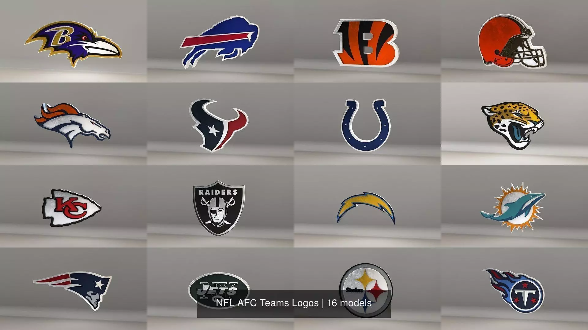 NFL AFC Teams Logos 3D Model Collection_0