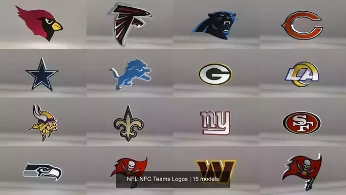 NFL NFC Teams Logos 3D Model Collection