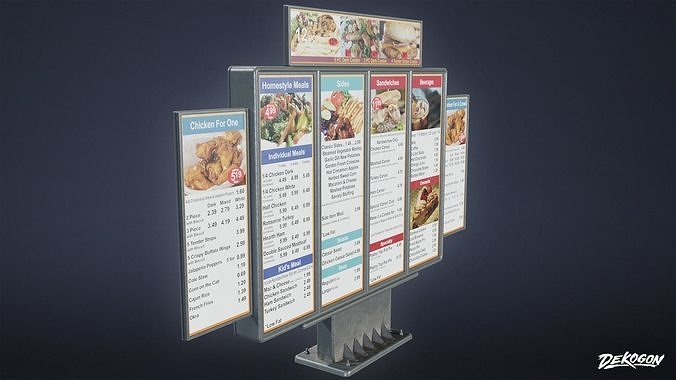 SHOPPING AND GROCERY - Drive Thru Menu 01 - LOW POLY Low-poly 3D model 3