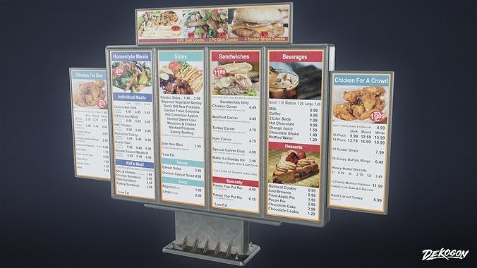 SHOPPING AND GROCERY - Drive Thru Menu 01 - LOW POLY Low-poly 3D model 2