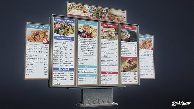 SHOPPING AND GROCERY - Drive Thru Menu 01 - LOW POLY Low-poly 3D model 6