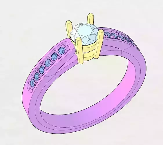 Solitaire ring with Gems 1x4 30mm 12x1 20mm