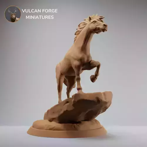 Horse Stallion standing on rock - pre supported