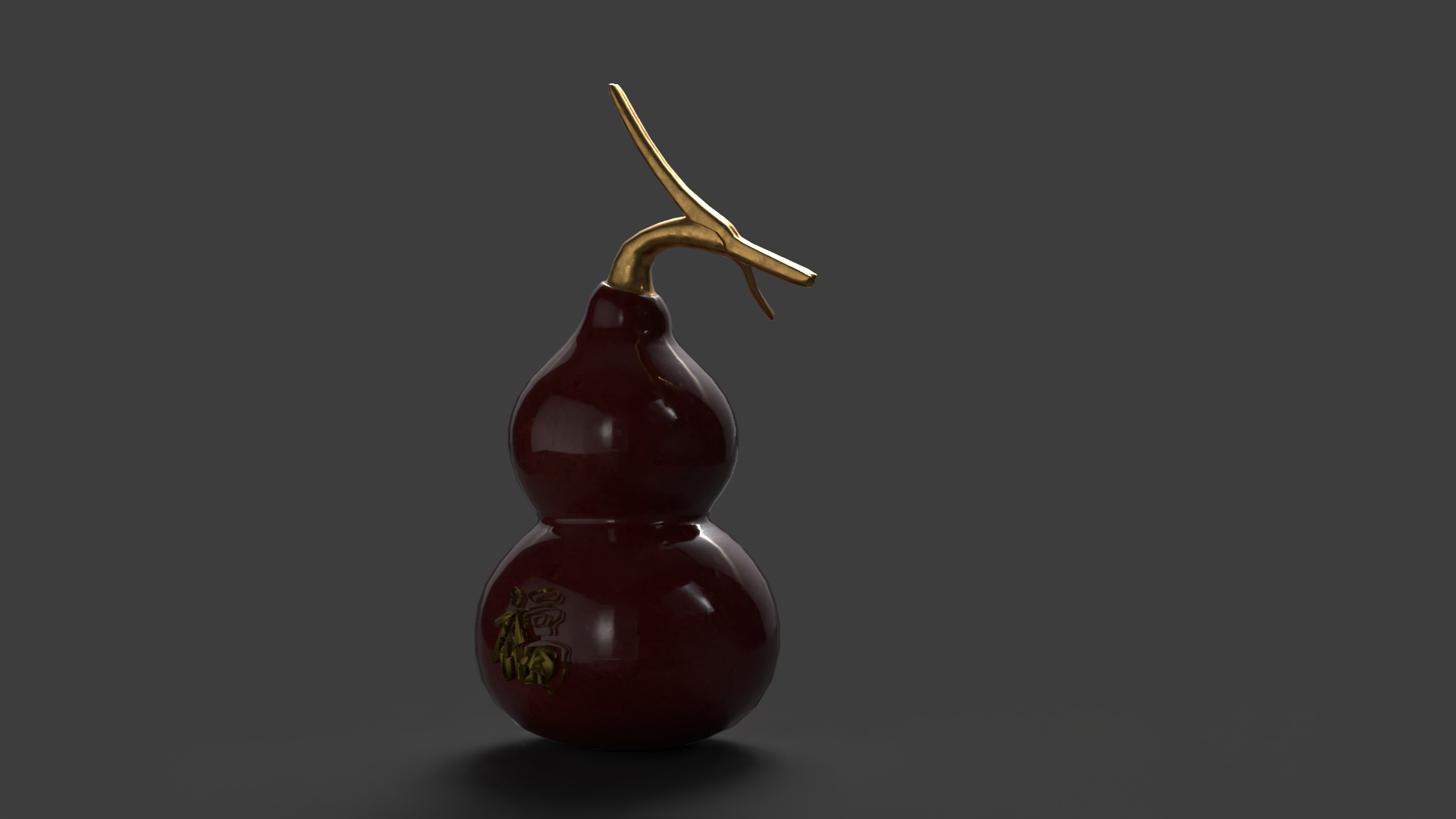 Chinese red gourd Low-poly 3D model_2