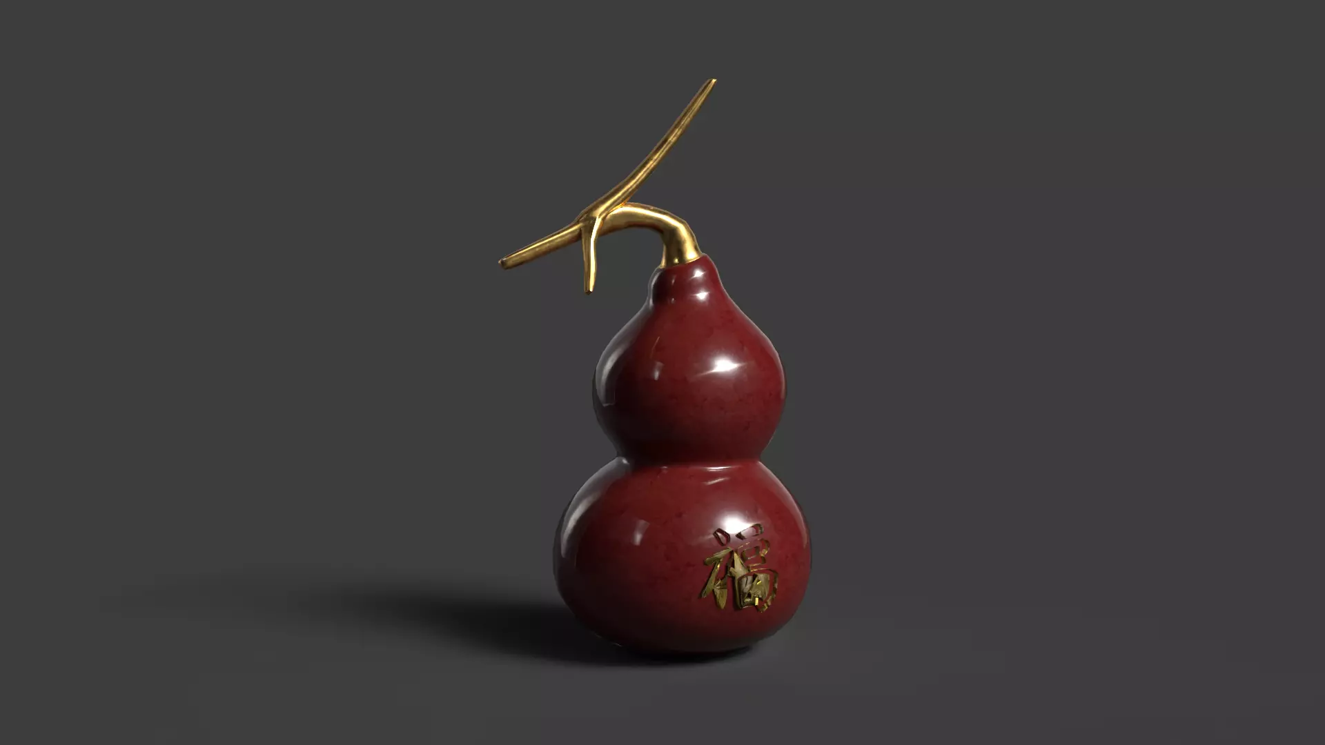 Chinese red gourd Low-poly 3D model_0